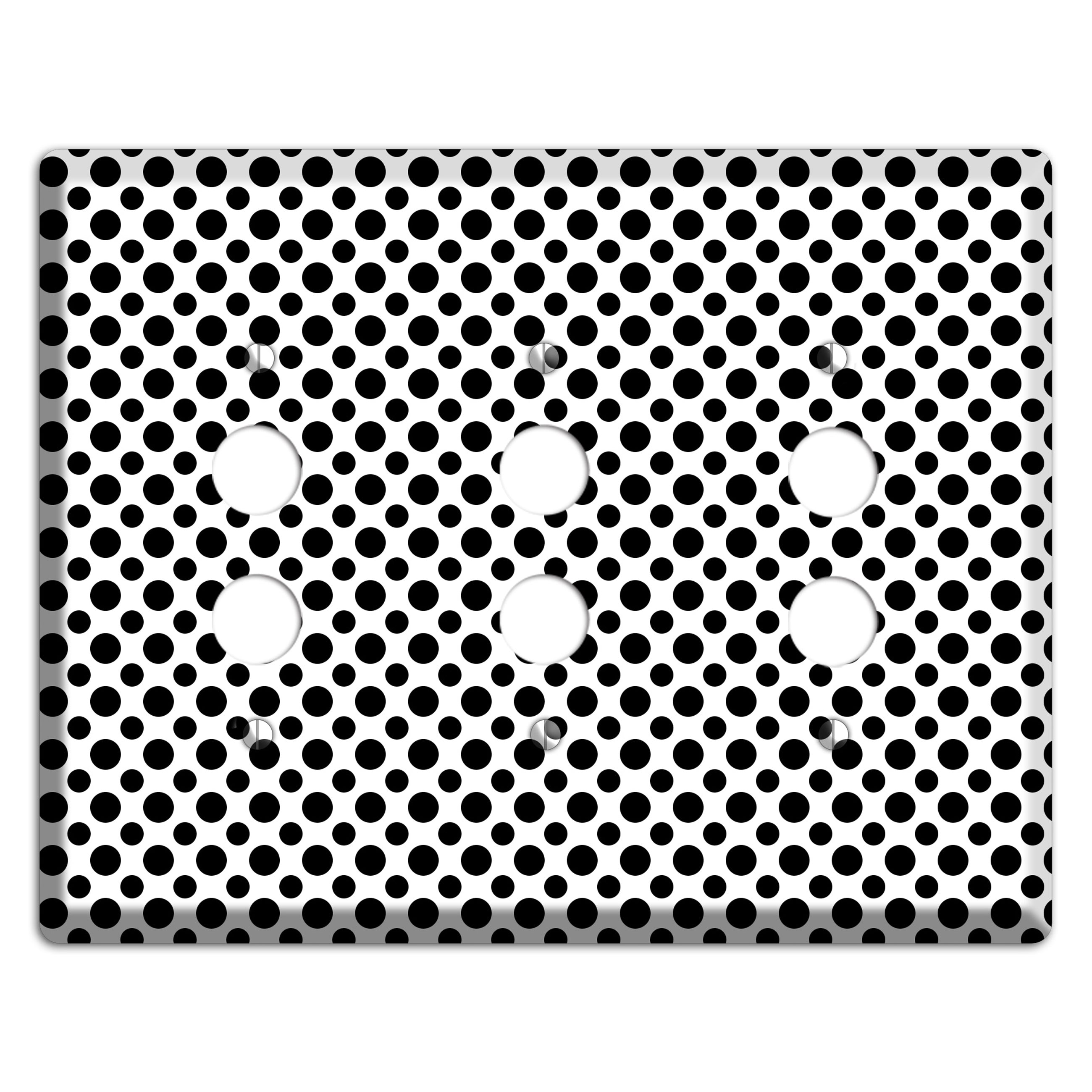 White with Black Multi Small Polka Dots 3 Pushbutton Wallplate