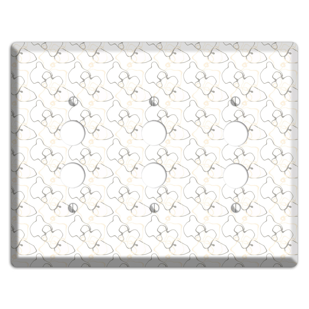 White with Irregular Circles 3 Pushbutton Wallplate
