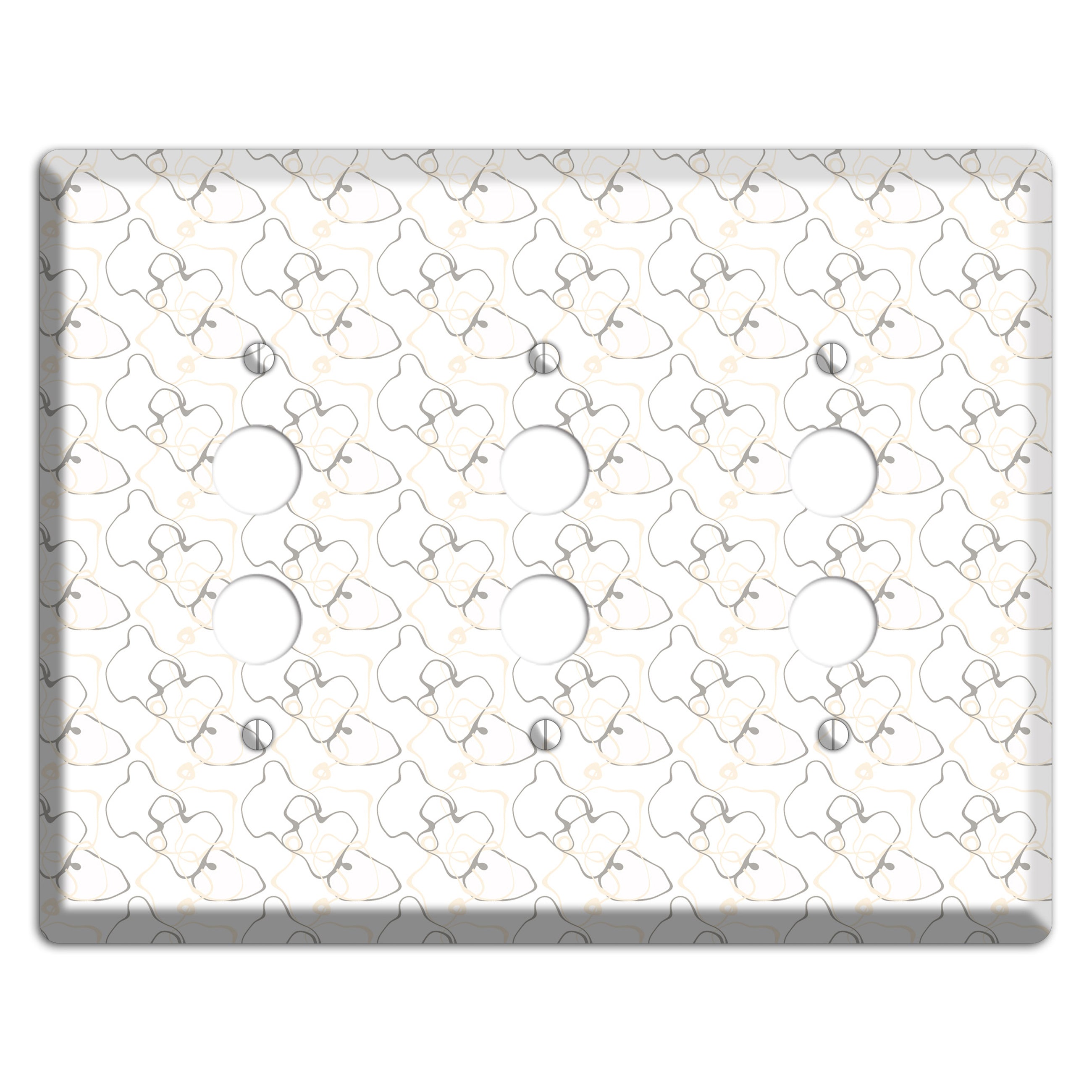 White with Irregular Circles 3 Pushbutton Wallplate