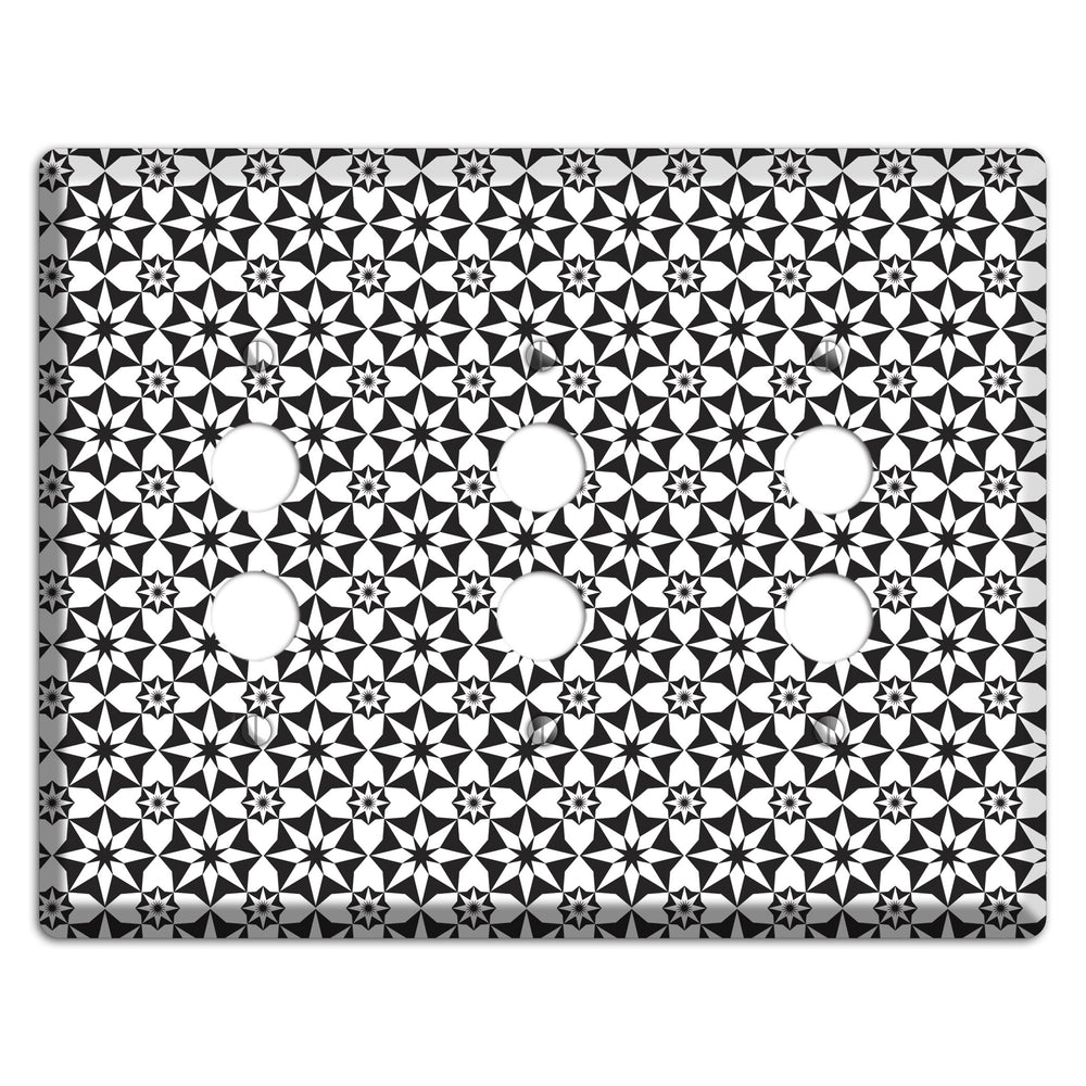 White with Black Foulard 2 3 Pushbutton Wallplate