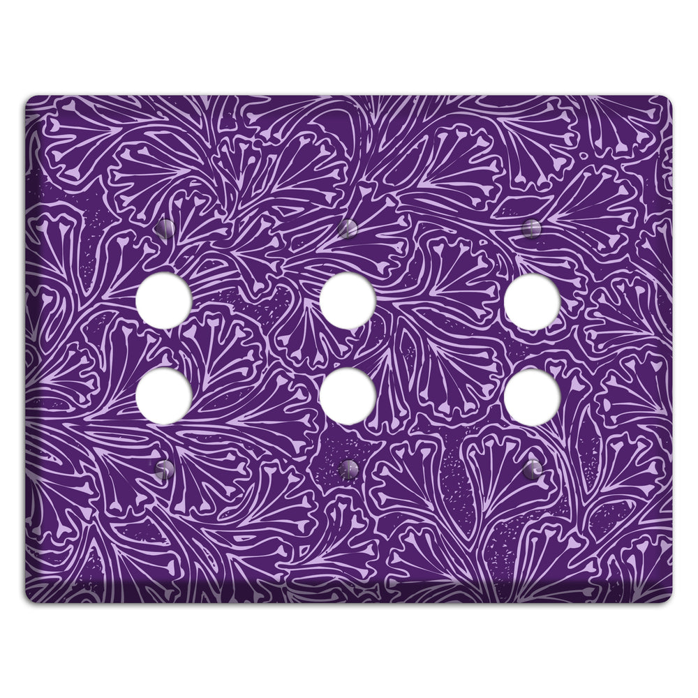 Deco Purple Interlocking Floral 3 Pushbutton Wallplate