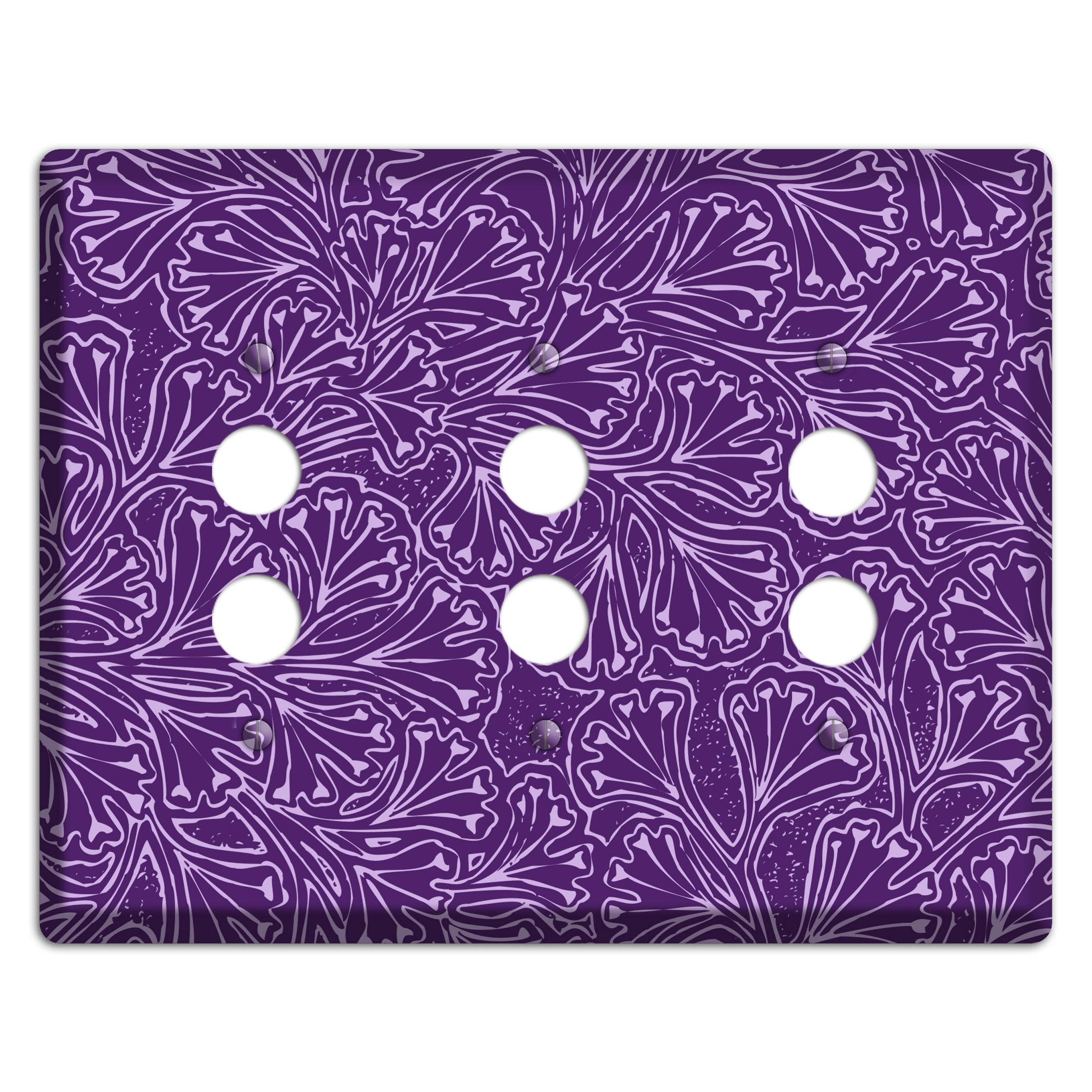 Deco Purple Interlocking Floral 3 Pushbutton Wallplate