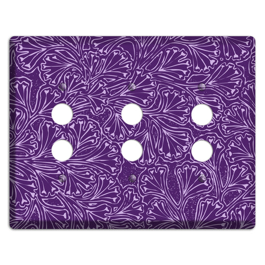 Deco Purple Interlocking Floral 3 Pushbutton Wallplate