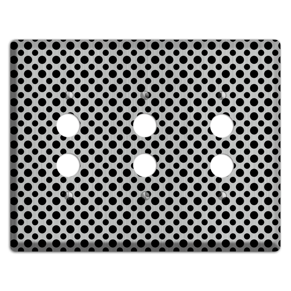 Multi Small Polka Dots Stainless Steel 3 Pushbutton Wallplate