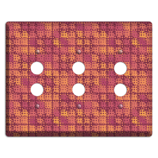 Coral Grunge Squares 3 Pushbutton Wallplate
