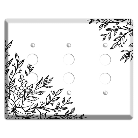 Hand-Drawn Floral 7 3 Pushbutton Wallplate