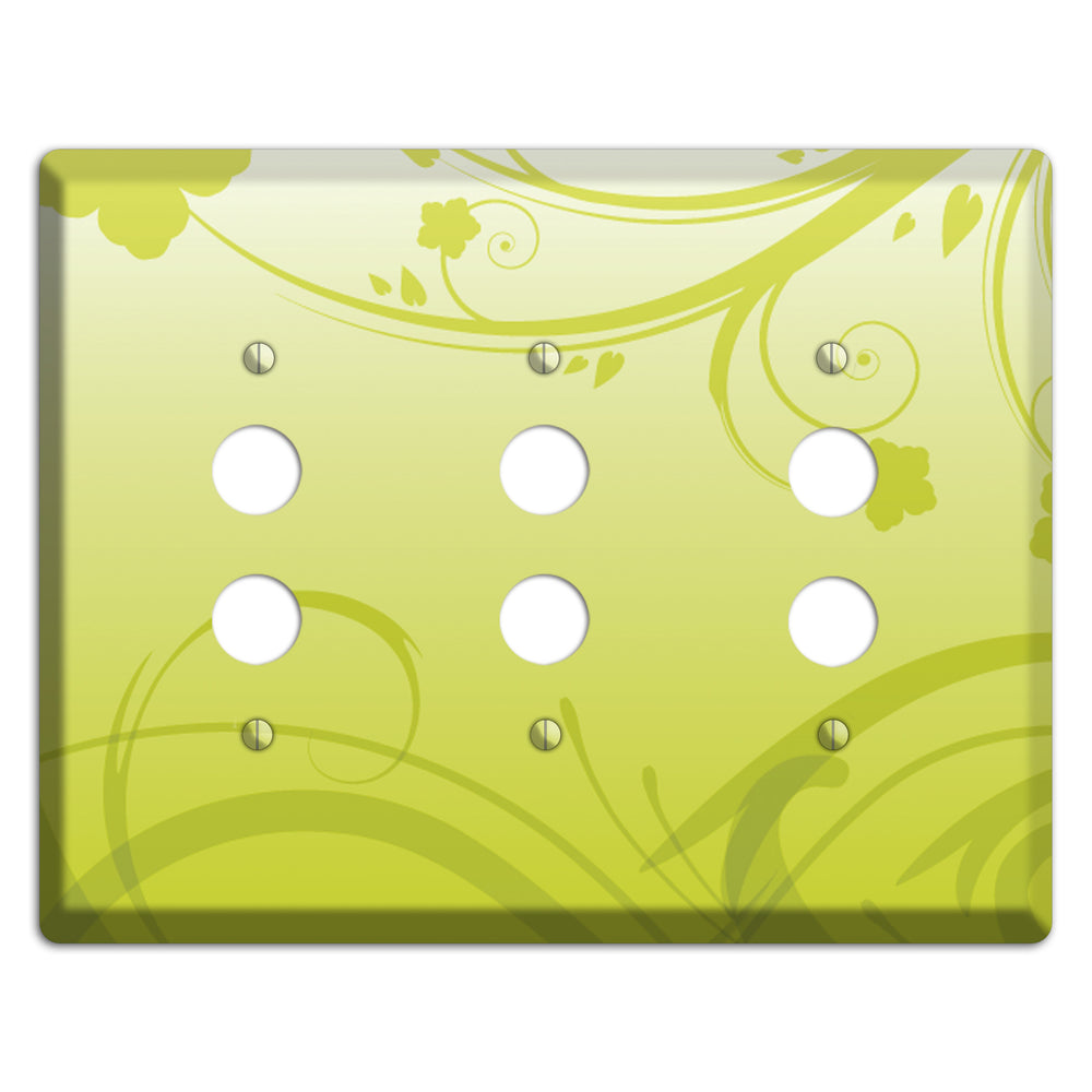 Green Swirls 3 Pushbutton Wallplate