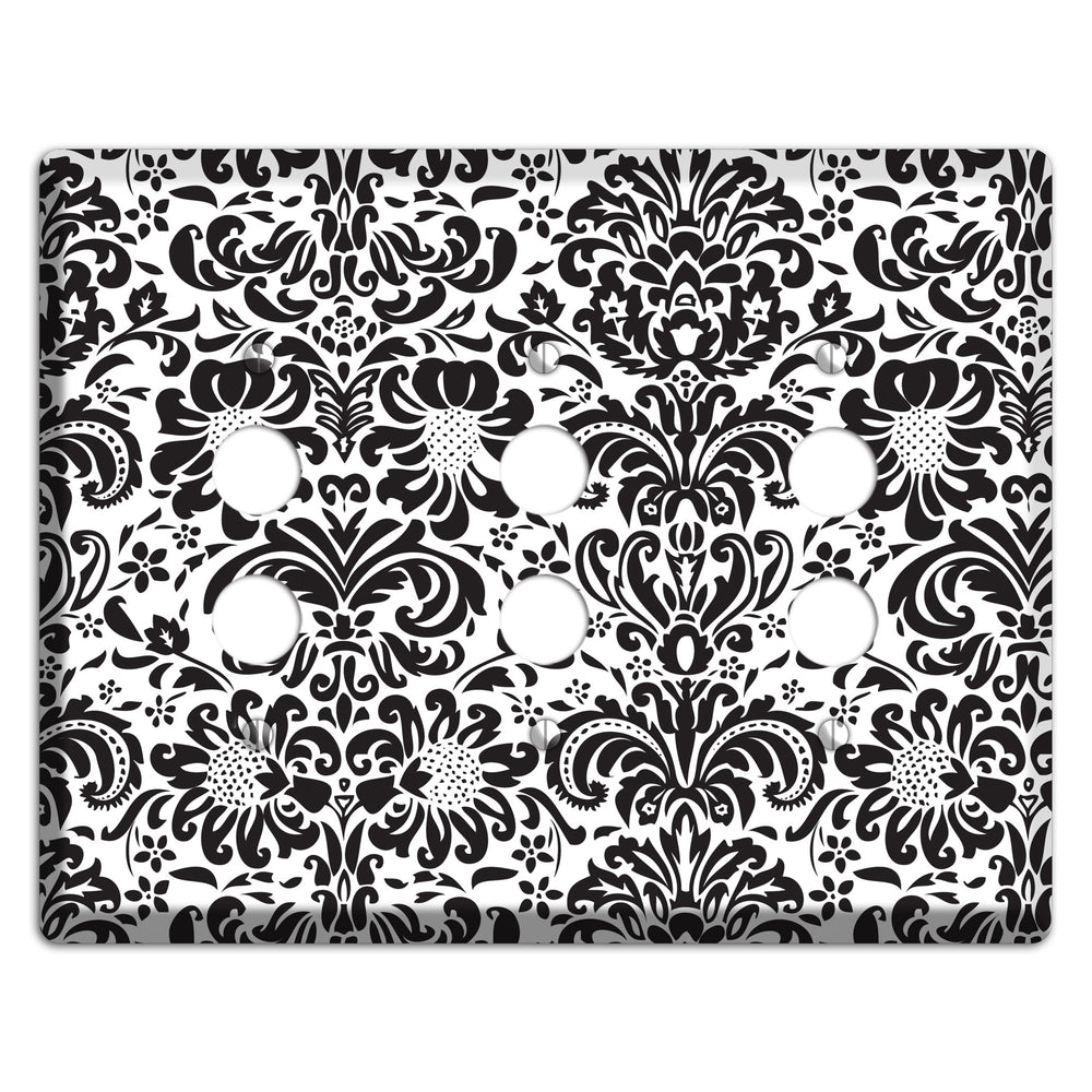 White with Black Toile 3 Pushbutton Wallplate