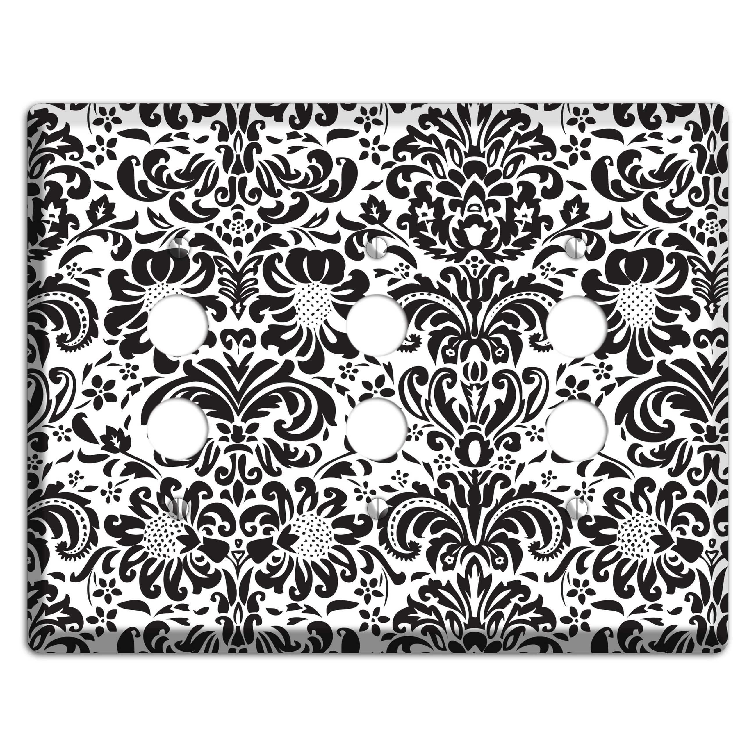 White with Black Toile 3 Pushbutton Wallplate