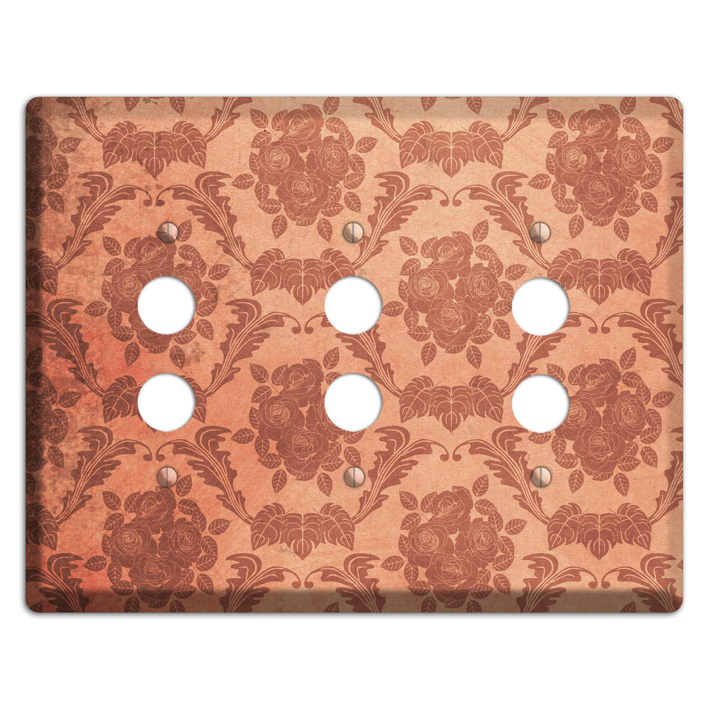 Contessa Vintage Rose Damask 3 Pushbutton Wallplate