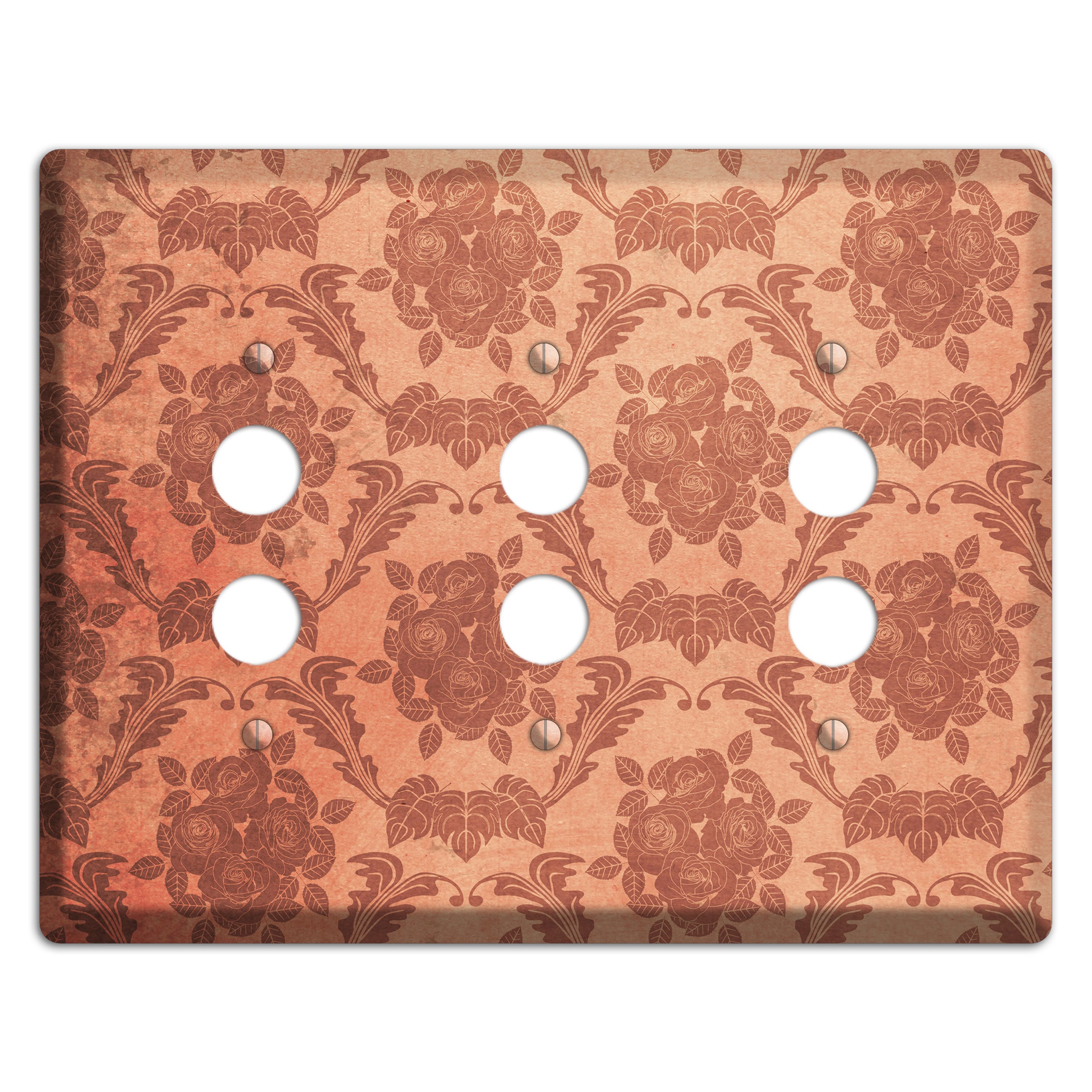 Contessa Vintage Rose Damask 3 Pushbutton Wallplate