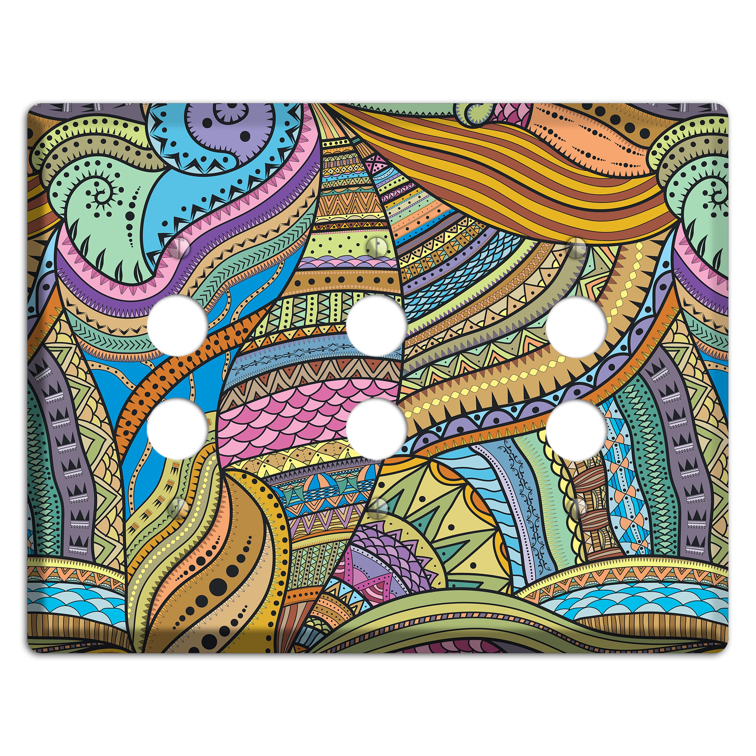 Retro Flourish 6 3 Pushbutton Wallplate