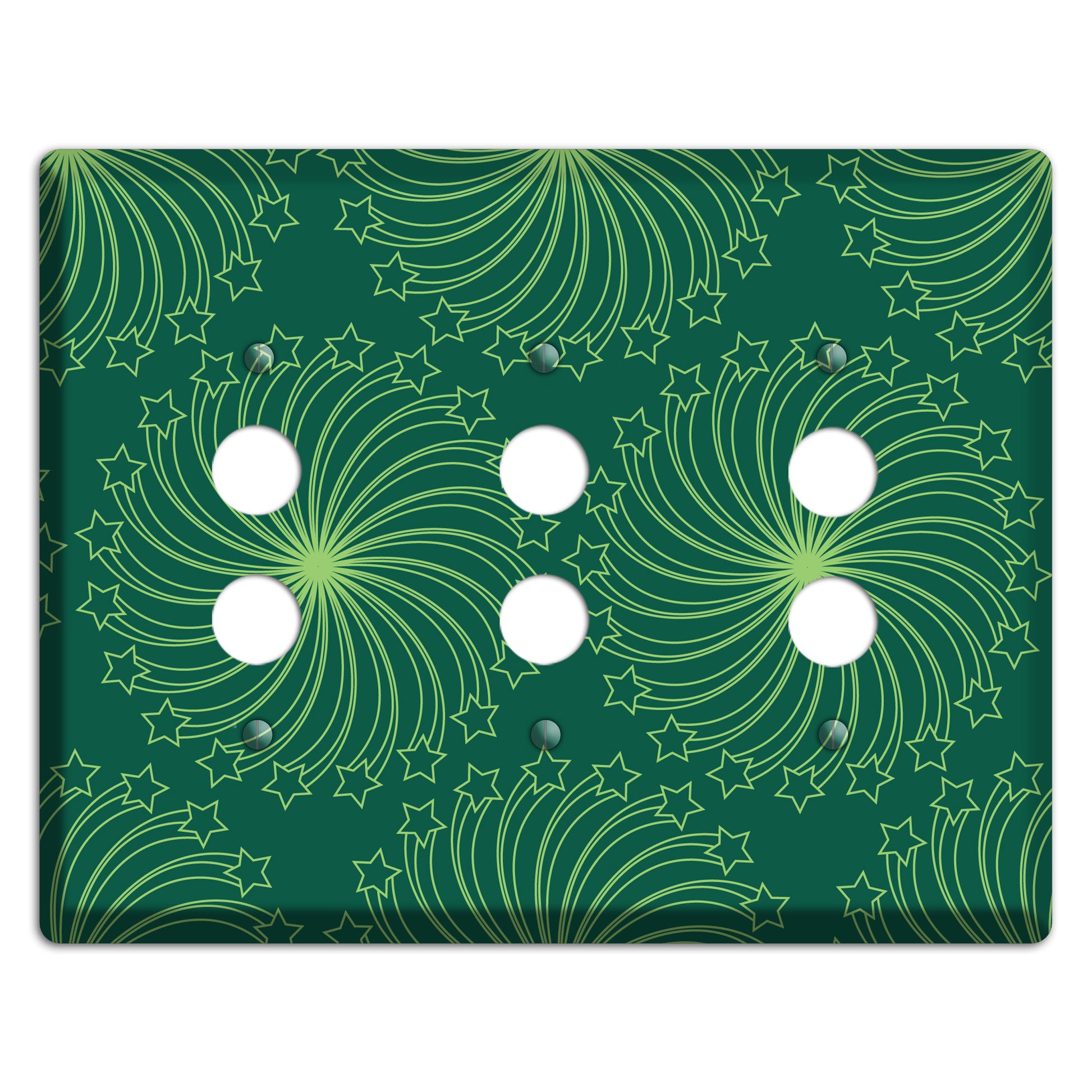 Multi Green Star Swirl 3 Pushbutton Wallplate