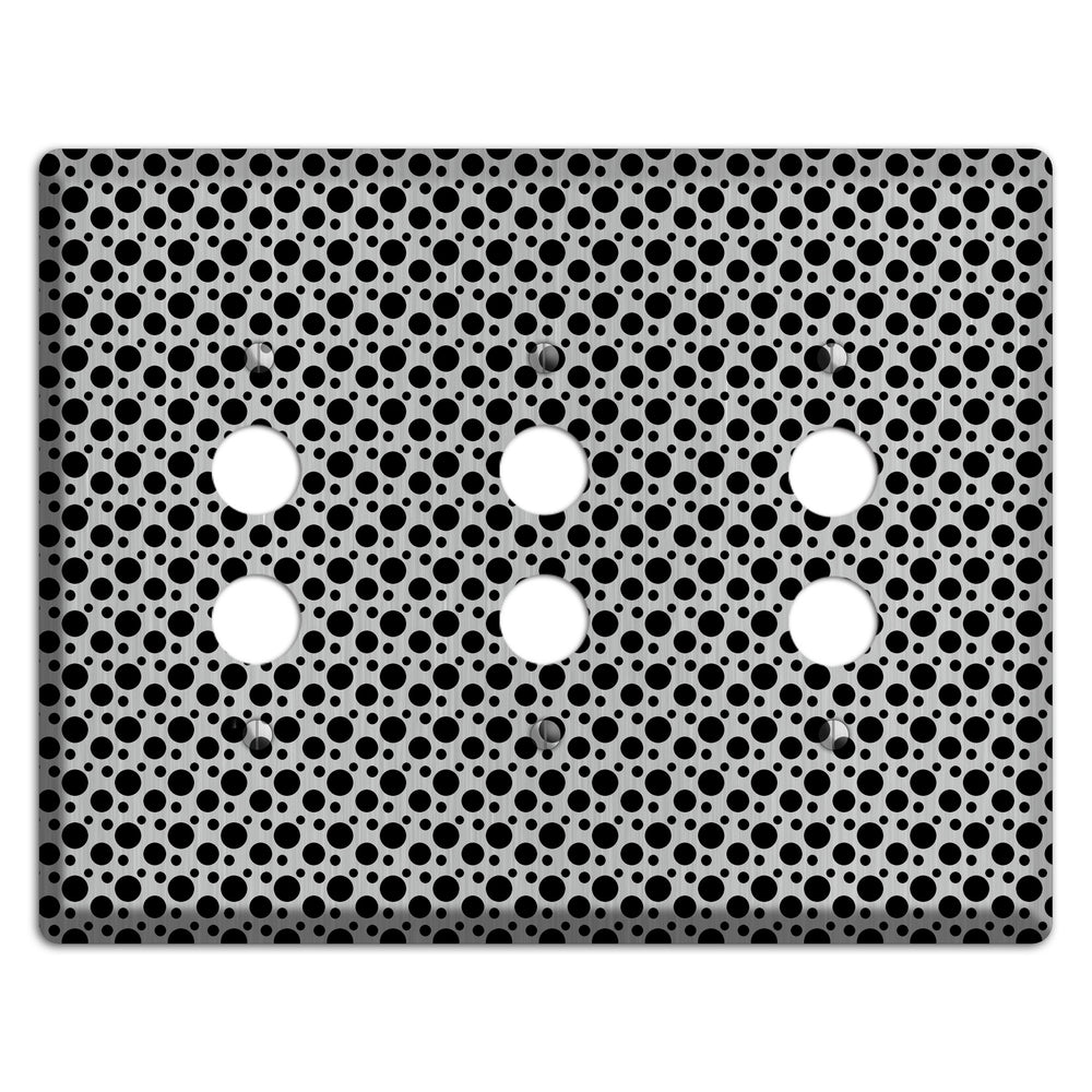 Small and Tiny Polka Dots Stainless Steel 3 Pushbutton Wallplate