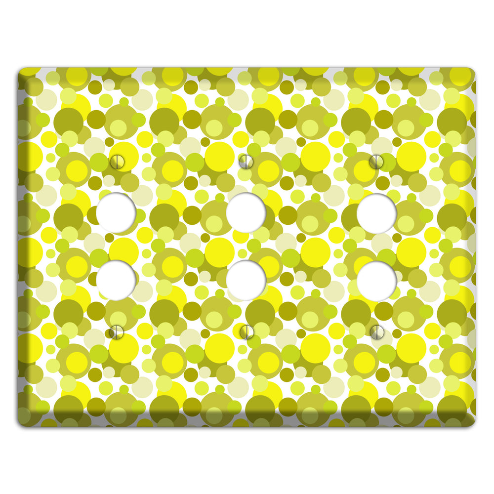Multi Olive Bubble Dots 3 Pushbutton Wallplate
