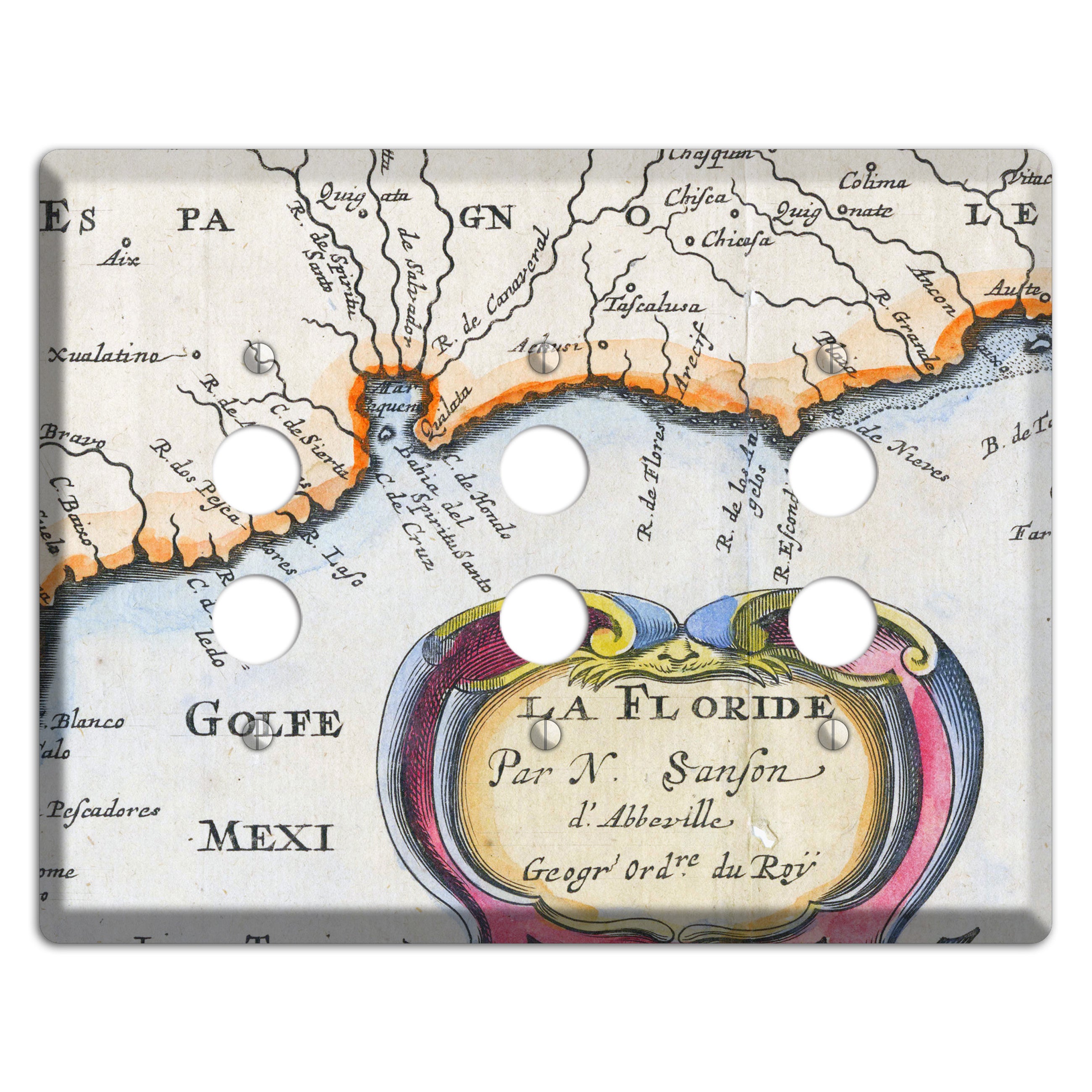 Gulf of Mexico 3 Pushbutton Wallplate