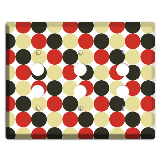 Beige Red Black Tiled Dots 3 Pushbutton Wallplate