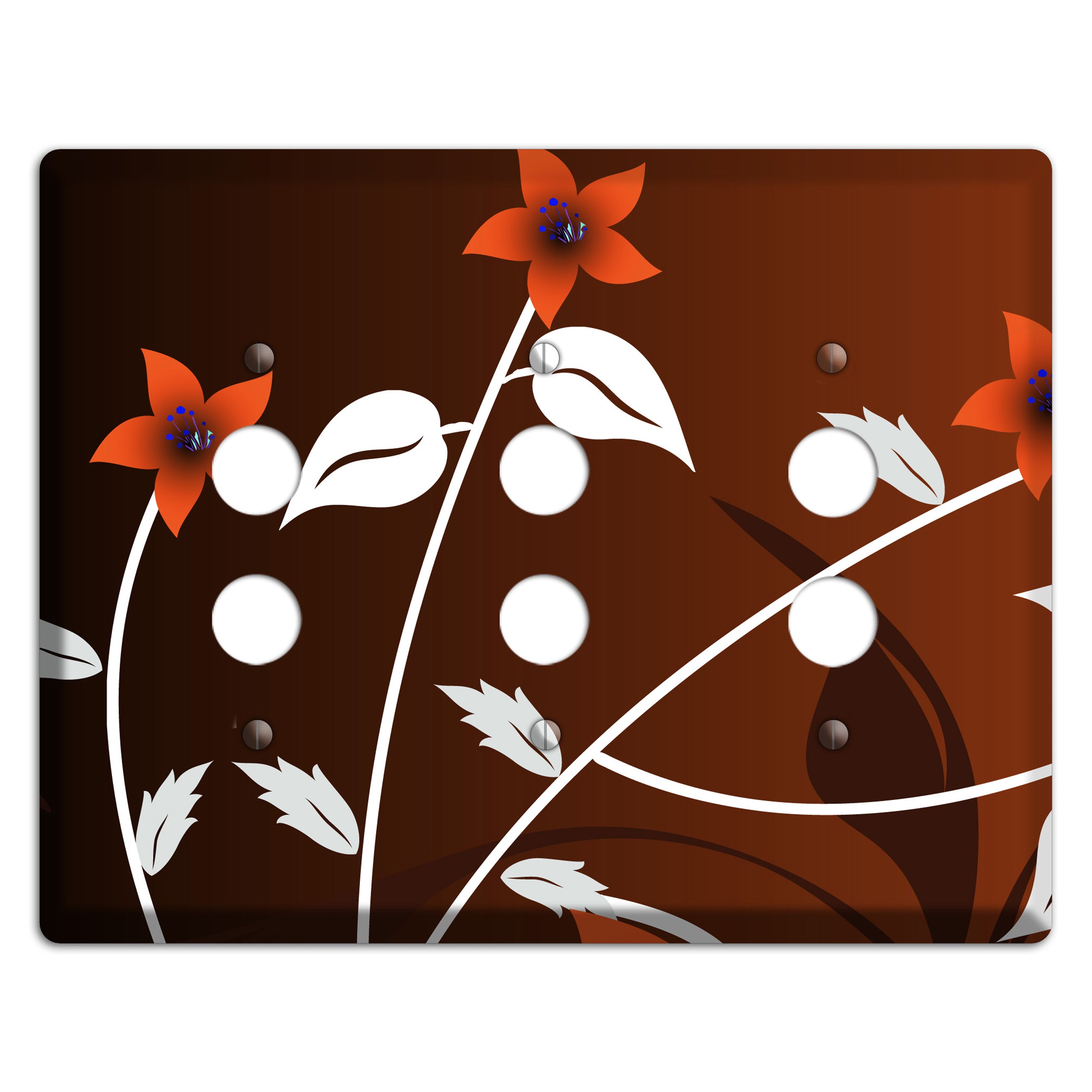 Black and Red Double Sprig 3 Pushbutton Wallplate