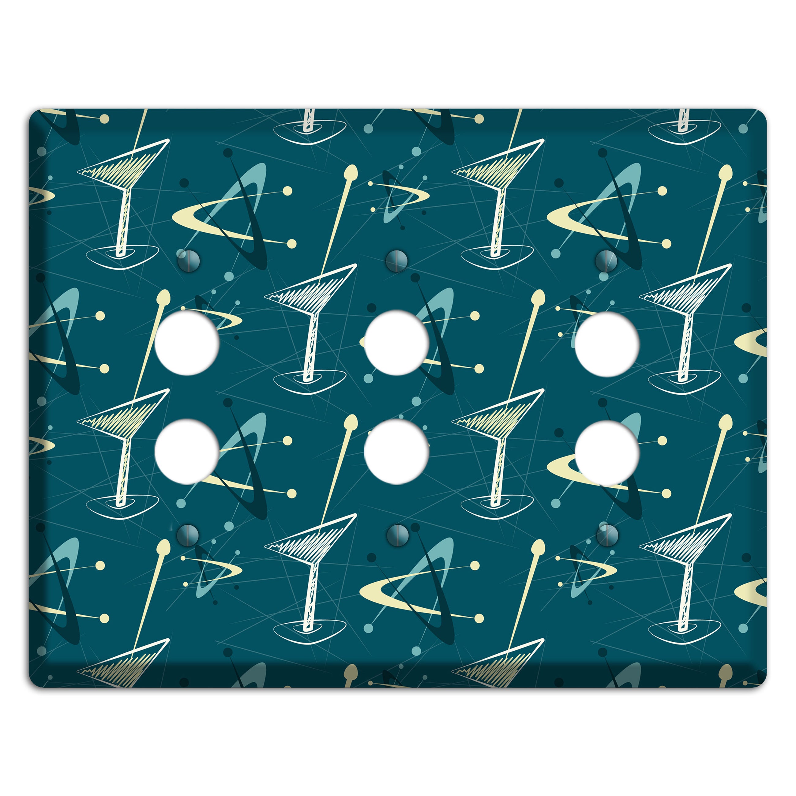 Navy Cocktail Hour 3 Pushbutton Wallplate