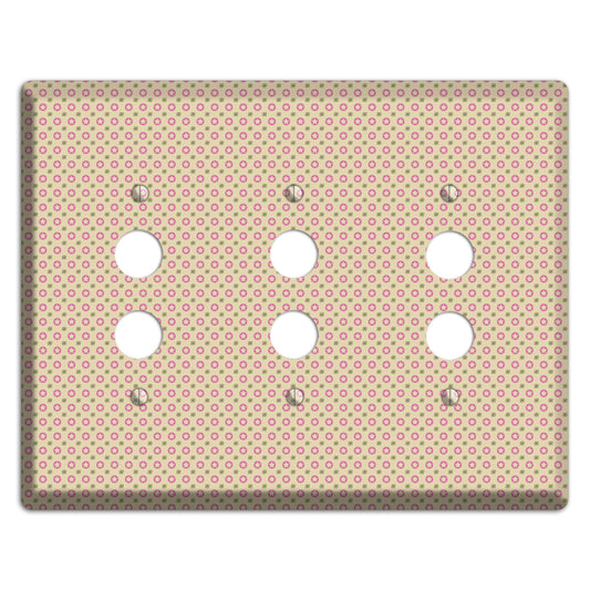 Beige with Pink Stars 3 Pushbutton Wallplate
