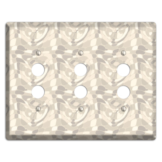 Beige Large Abstract 3 Pushbutton Wallplate