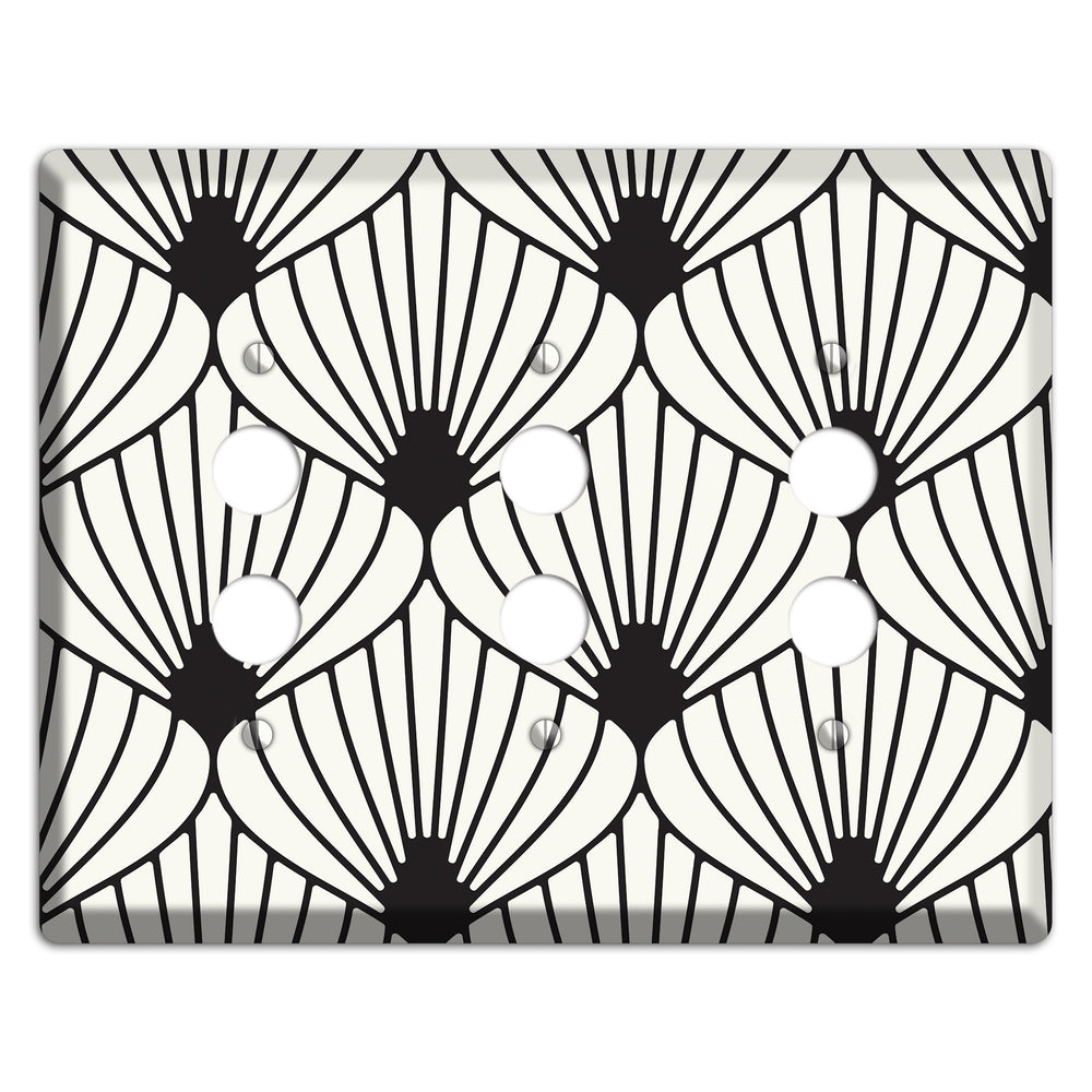 Black Deco Fans 3 Pushbutton Wallplate