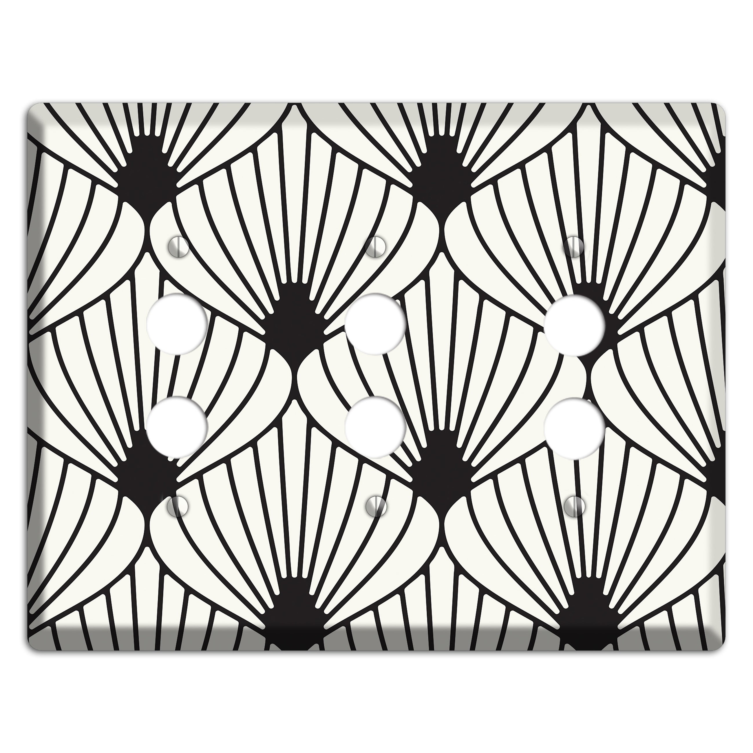 Black Deco Fans 3 Pushbutton Wallplate