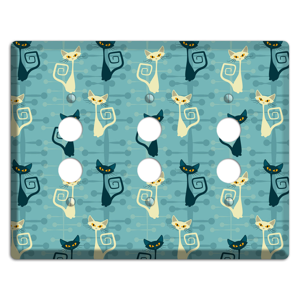 Black and Yellow Kitties 3 Pushbutton Wallplate