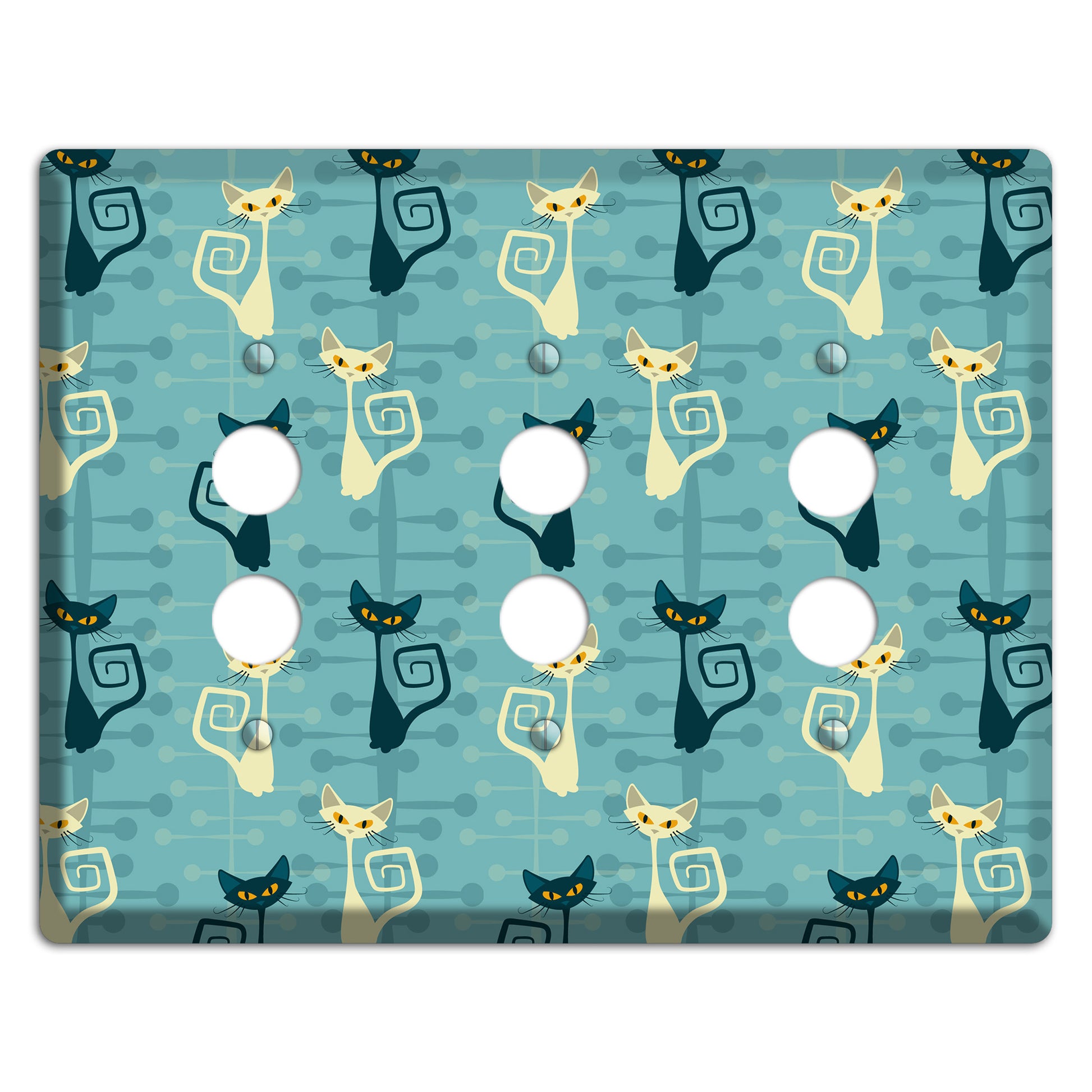 Black and Yellow Kitties 3 Pushbutton Wallplate