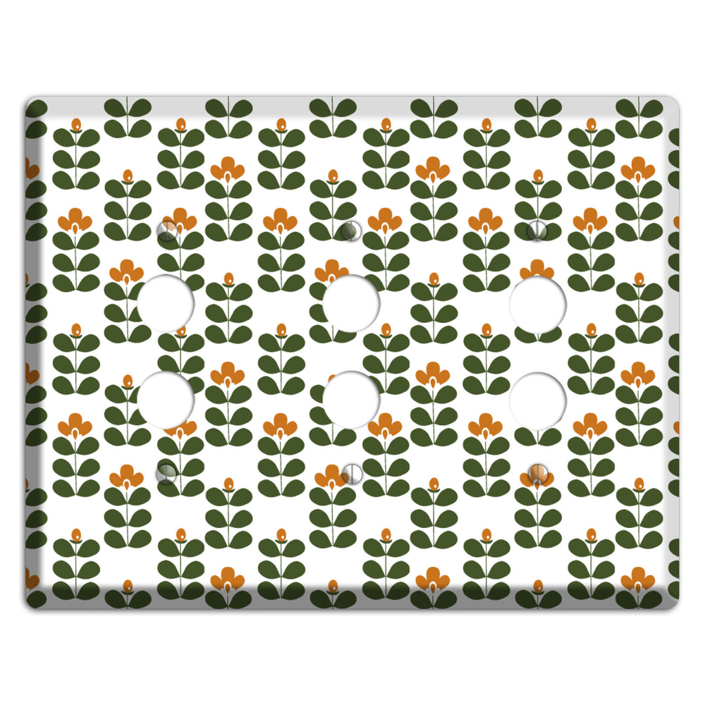 Green Small Sprouts 3 Pushbutton Wallplate