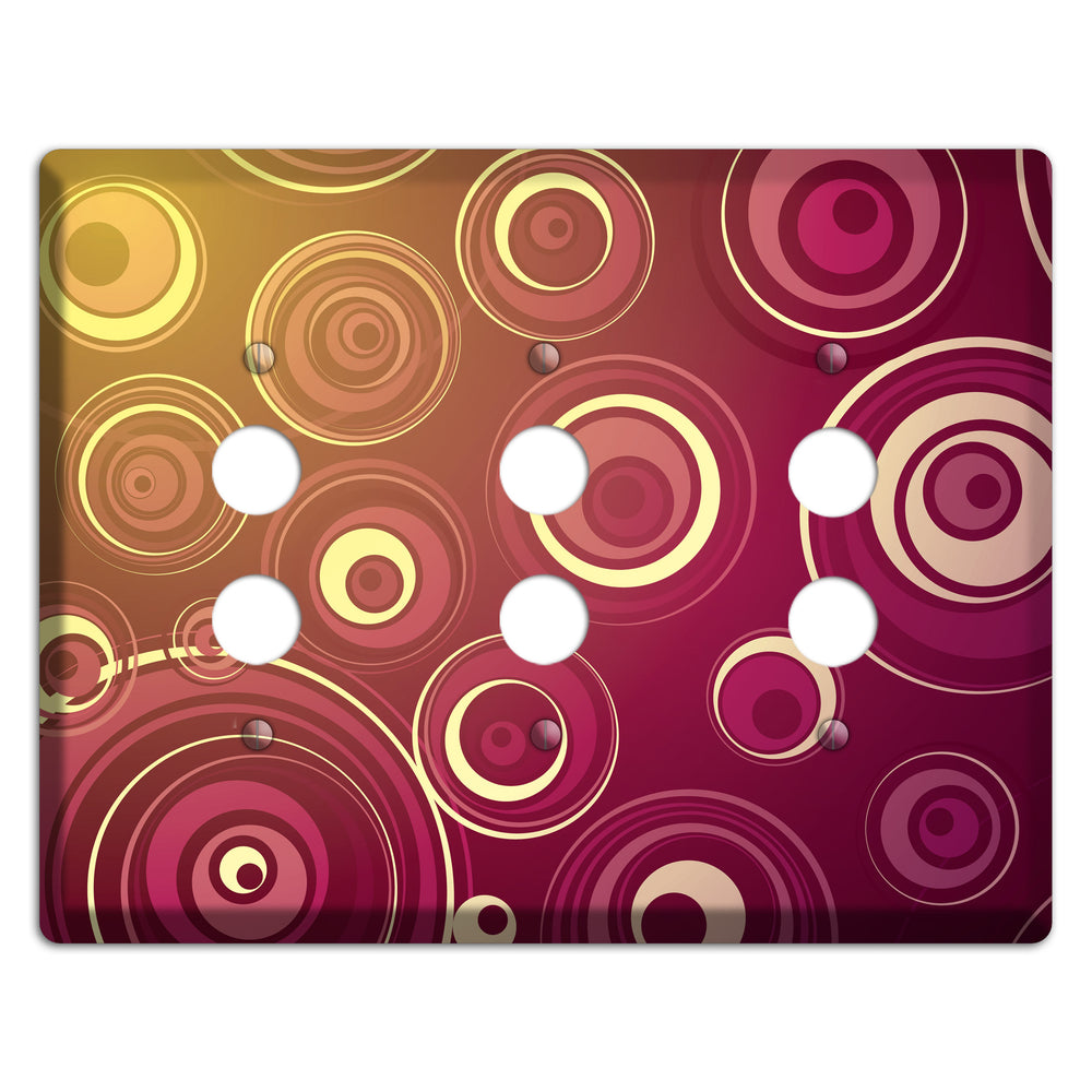 Maroon and Yellow Circles 3 Pushbutton Wallplate