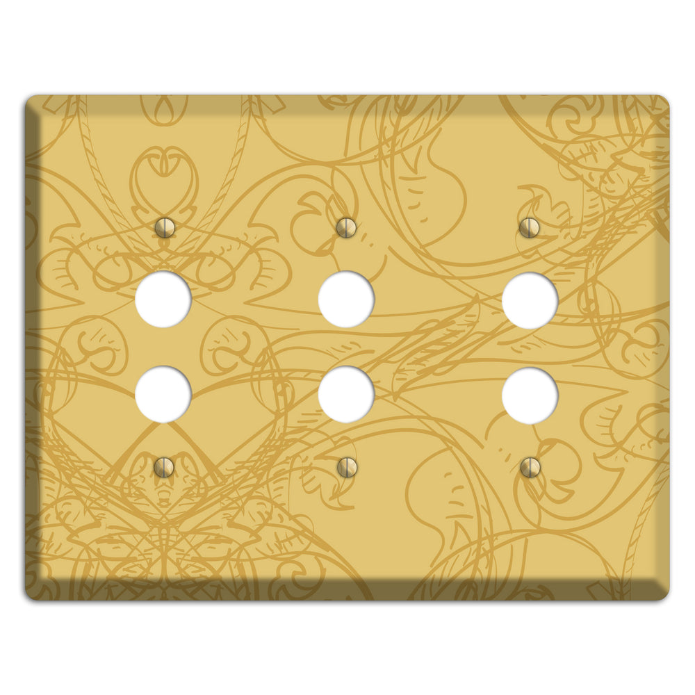 Beige Deco Sketch 3 Pushbutton Wallplate