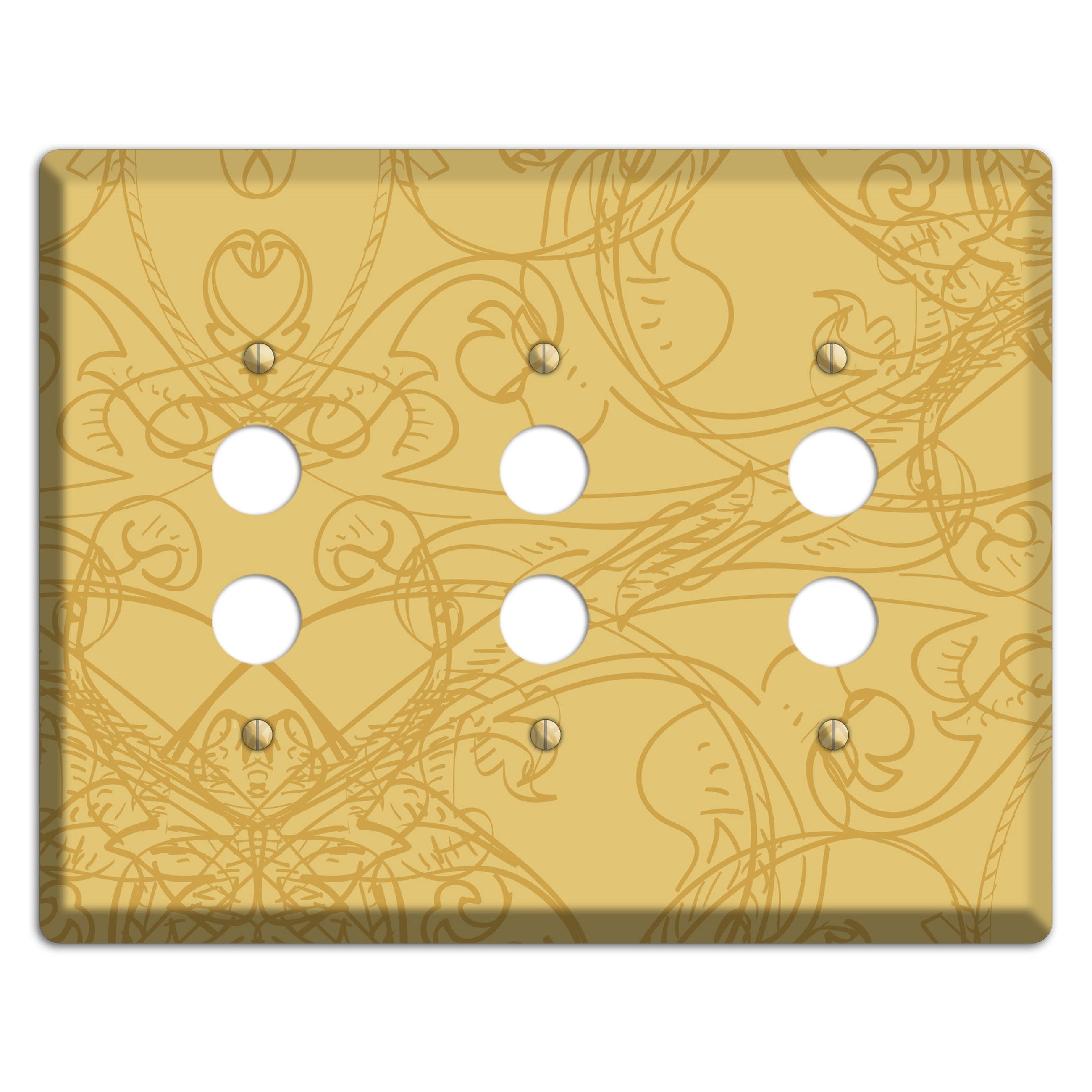 Beige Deco Sketch 3 Pushbutton Wallplate