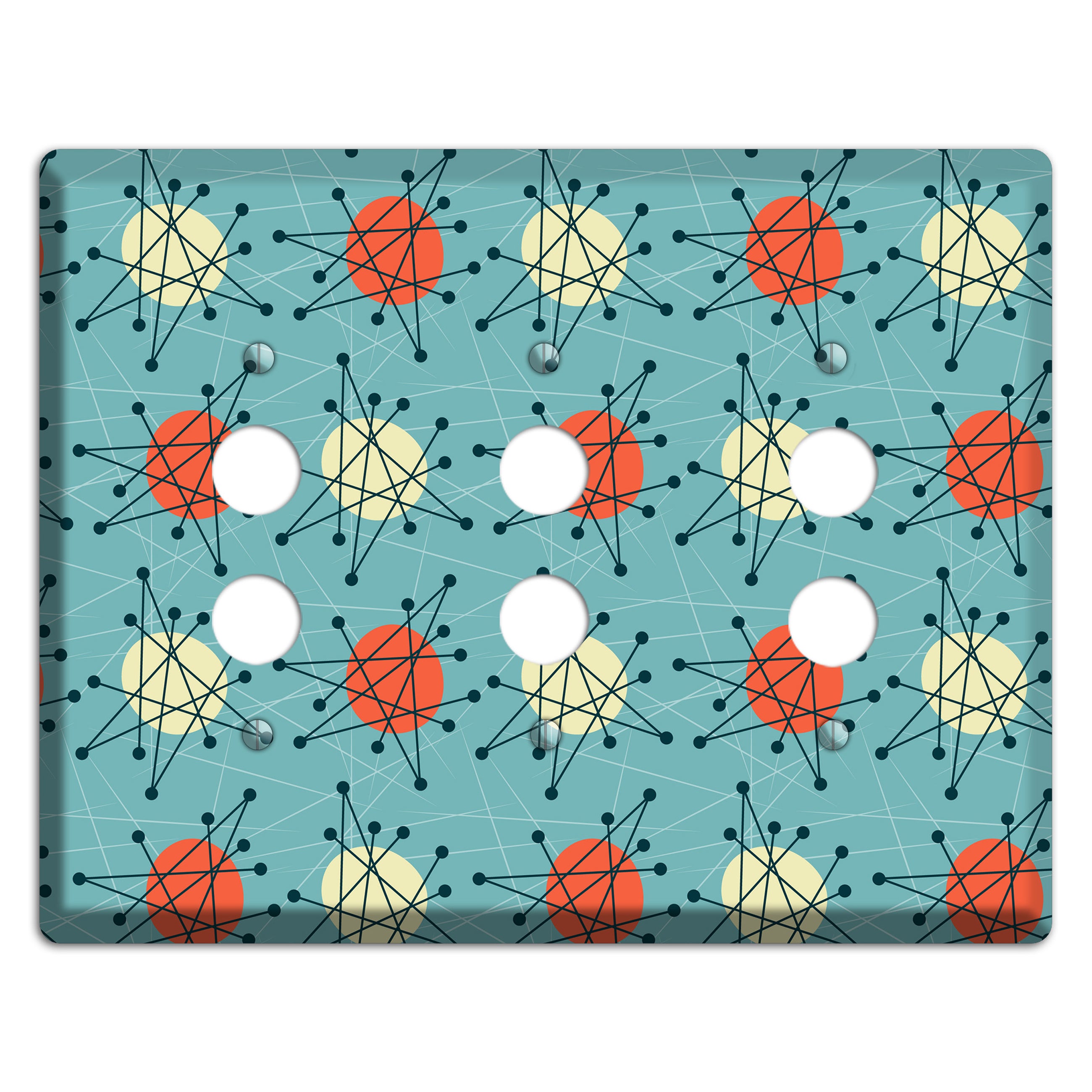 Orange And Yellow Atomic Burst 3 Pushbutton Wallplate