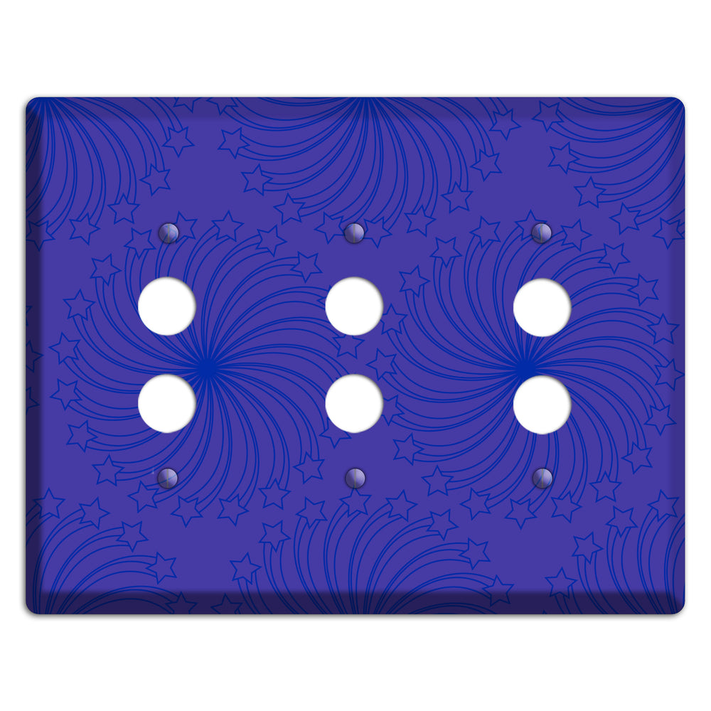 Multi Purple Star Swirl 3 Pushbutton Wallplate
