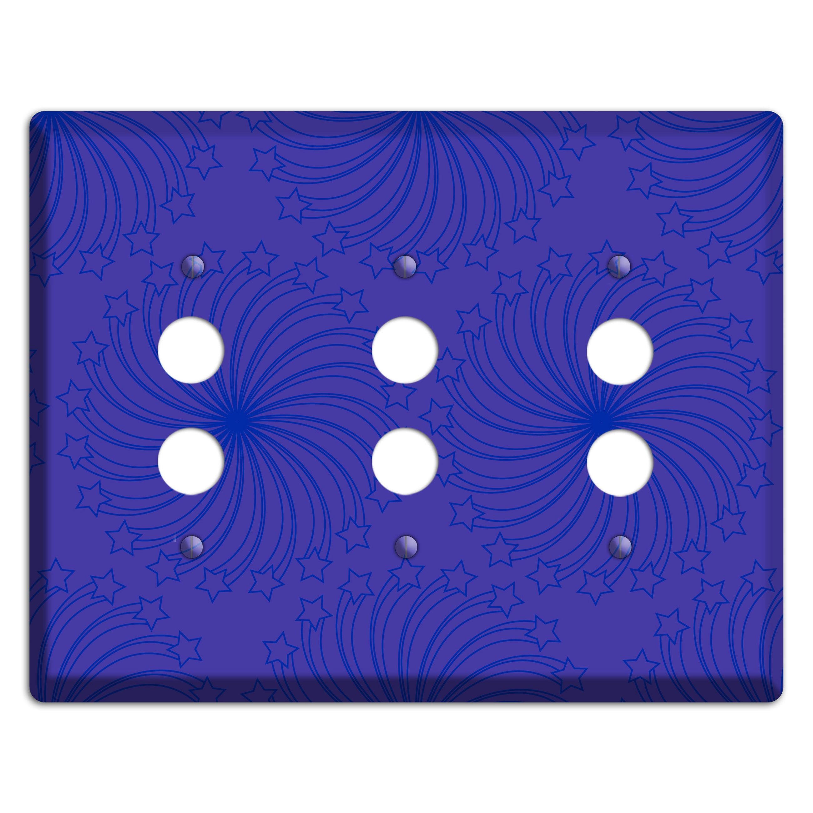 Multi Purple Star Swirl 3 Pushbutton Wallplate