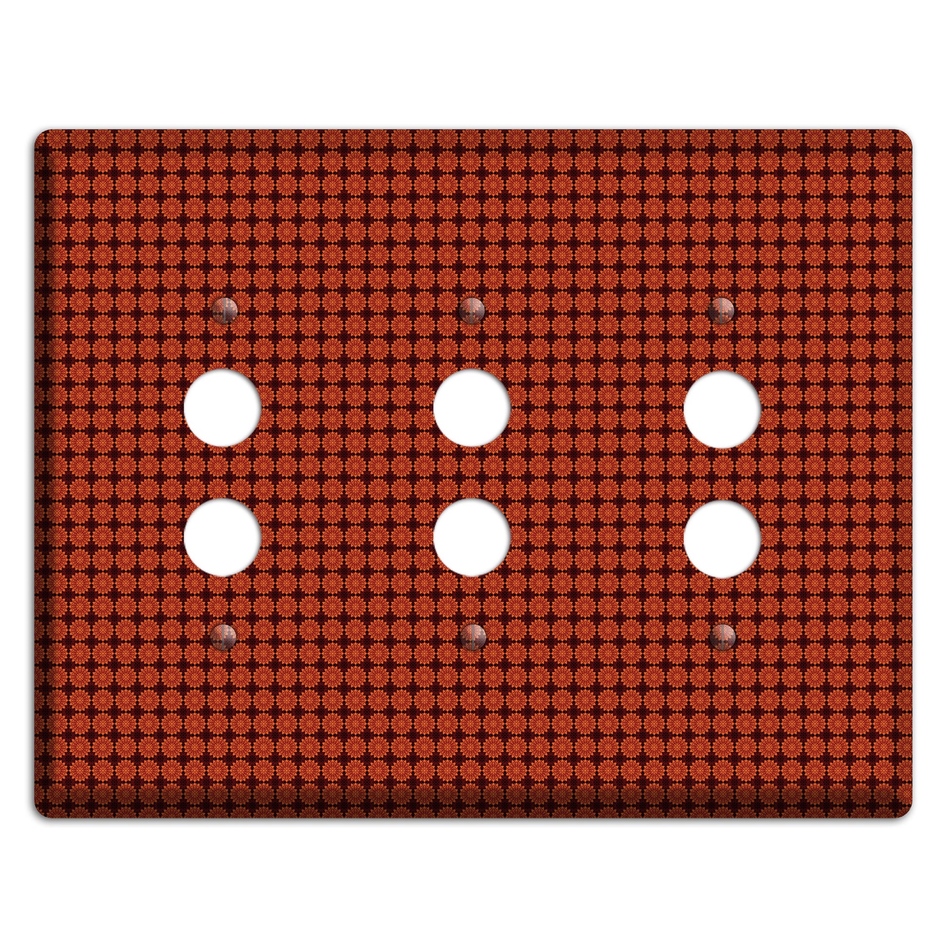 Maroon with Tiled Red Foulard 3 Pushbutton Wallplate