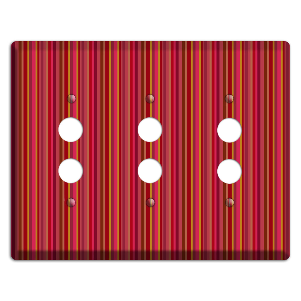 Multi Red Vertical Stripes 2 3 Pushbutton Wallplate