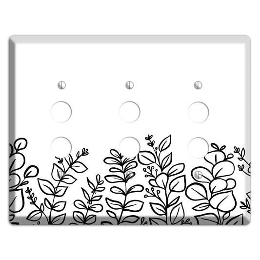 Hand-Drawn Floral 13 3 Pushbutton Wallplate