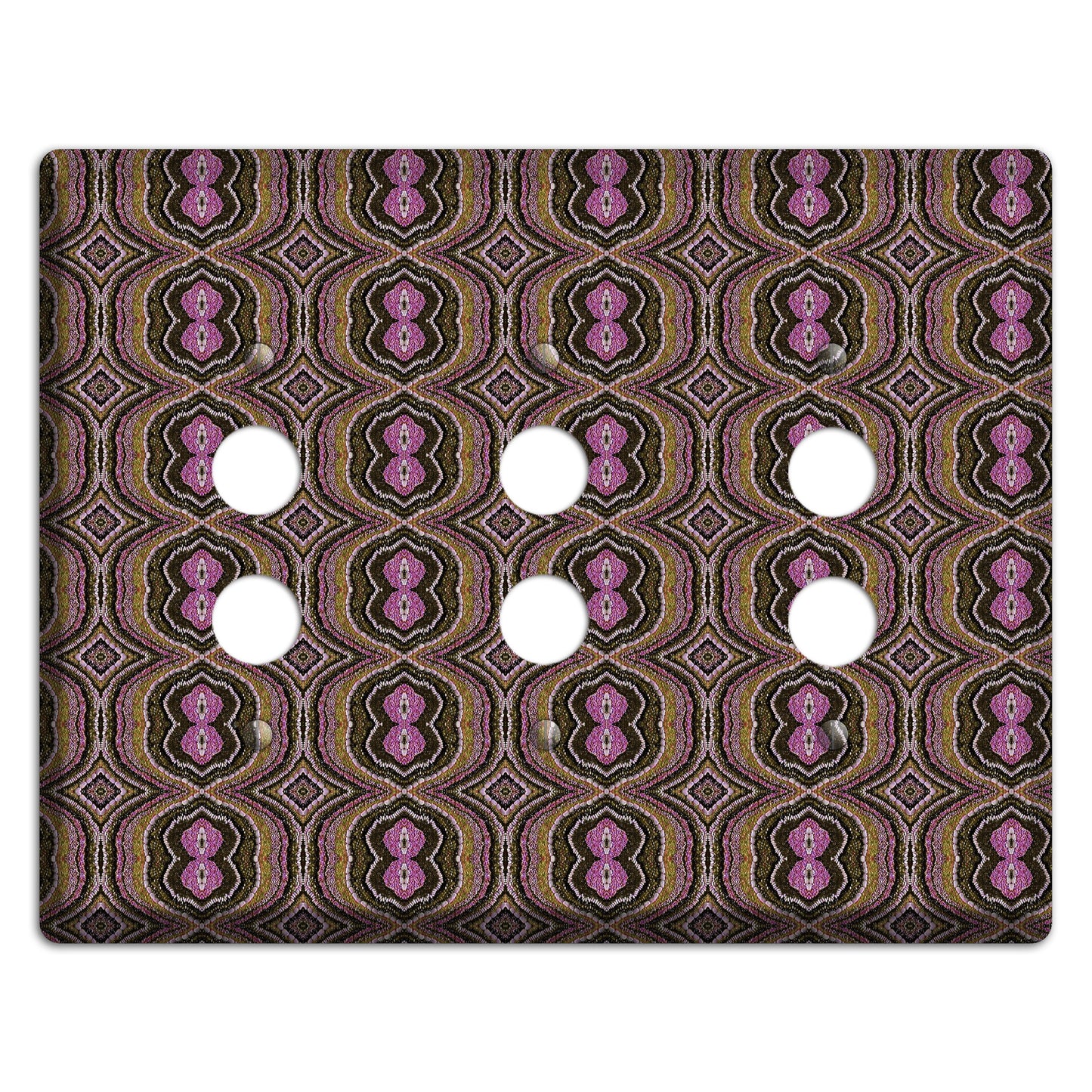 Pink and Brown Tapestry 3 Pushbutton Wallplate