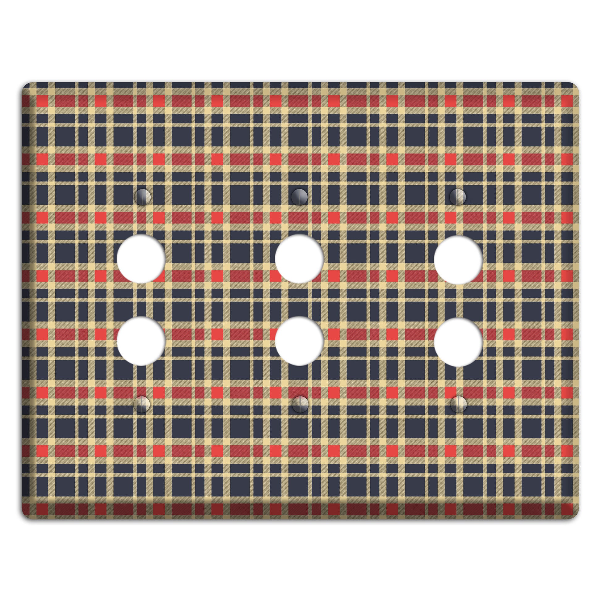 Maroon and Black Plaid 2 3 Pushbutton Wallplate
