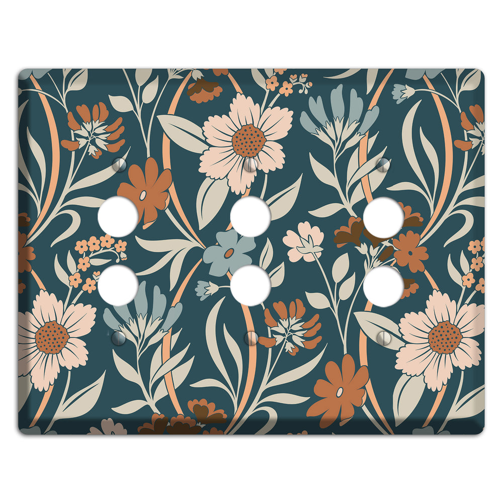 Summer Floral 1 3 Pushbutton Wallplate