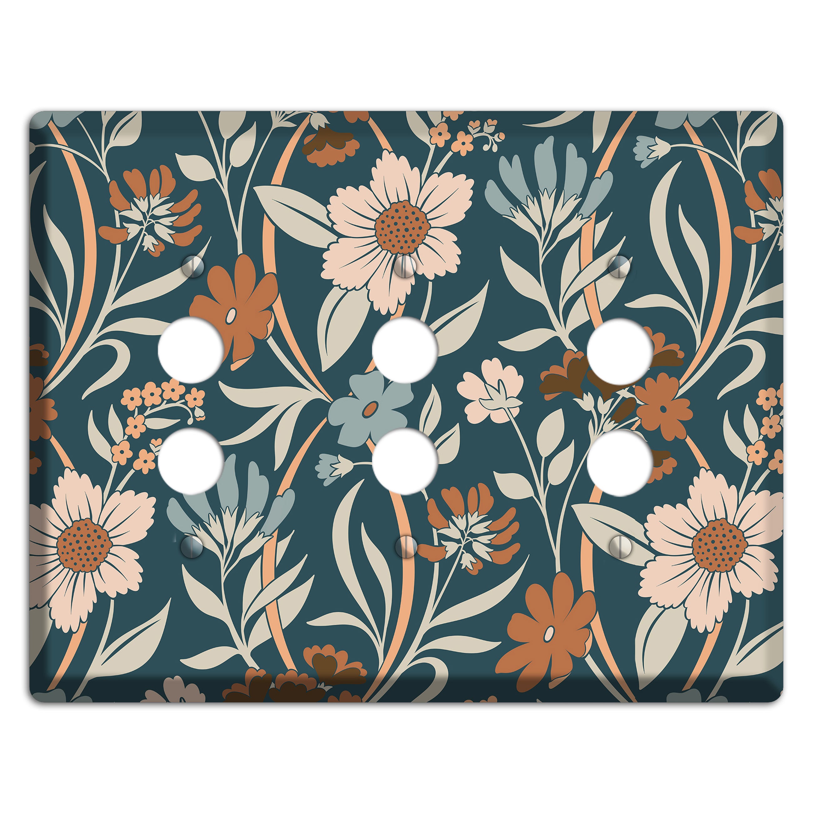 Summer Floral 1 3 Pushbutton Wallplate