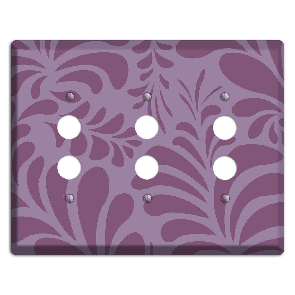 Purple Herati 3 Pushbutton Wallplate