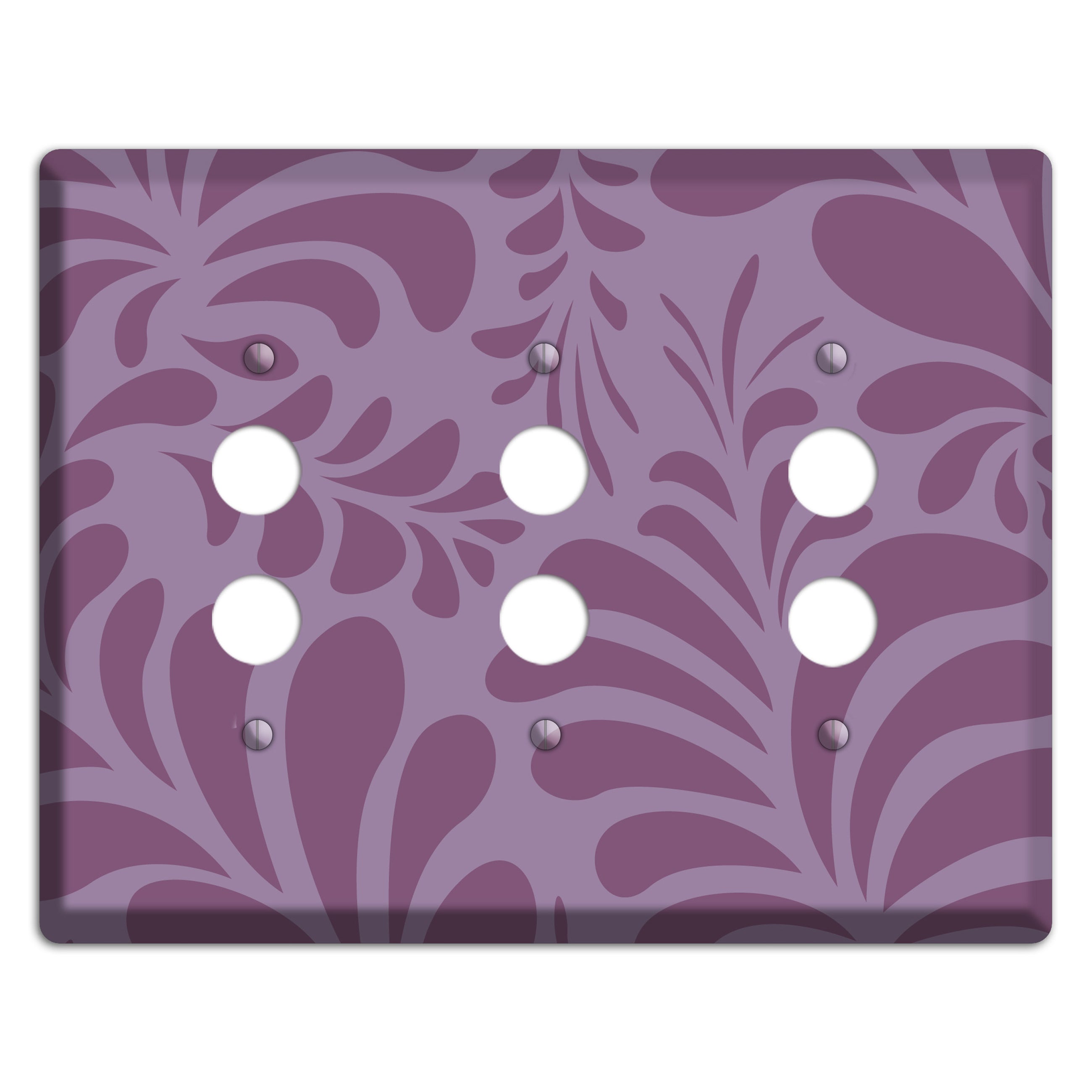 Purple Herati 3 Pushbutton Wallplate