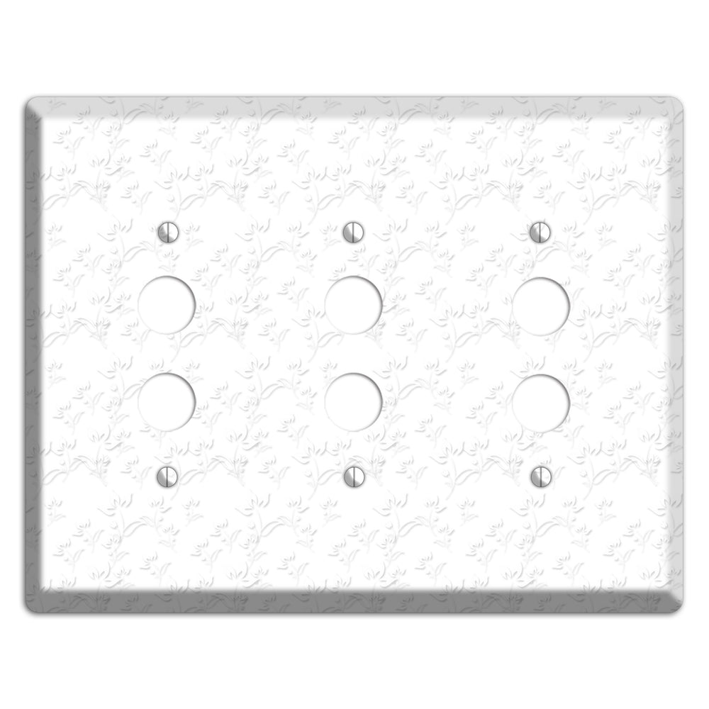 White with Grey Sprig 3 Pushbutton Wallplate