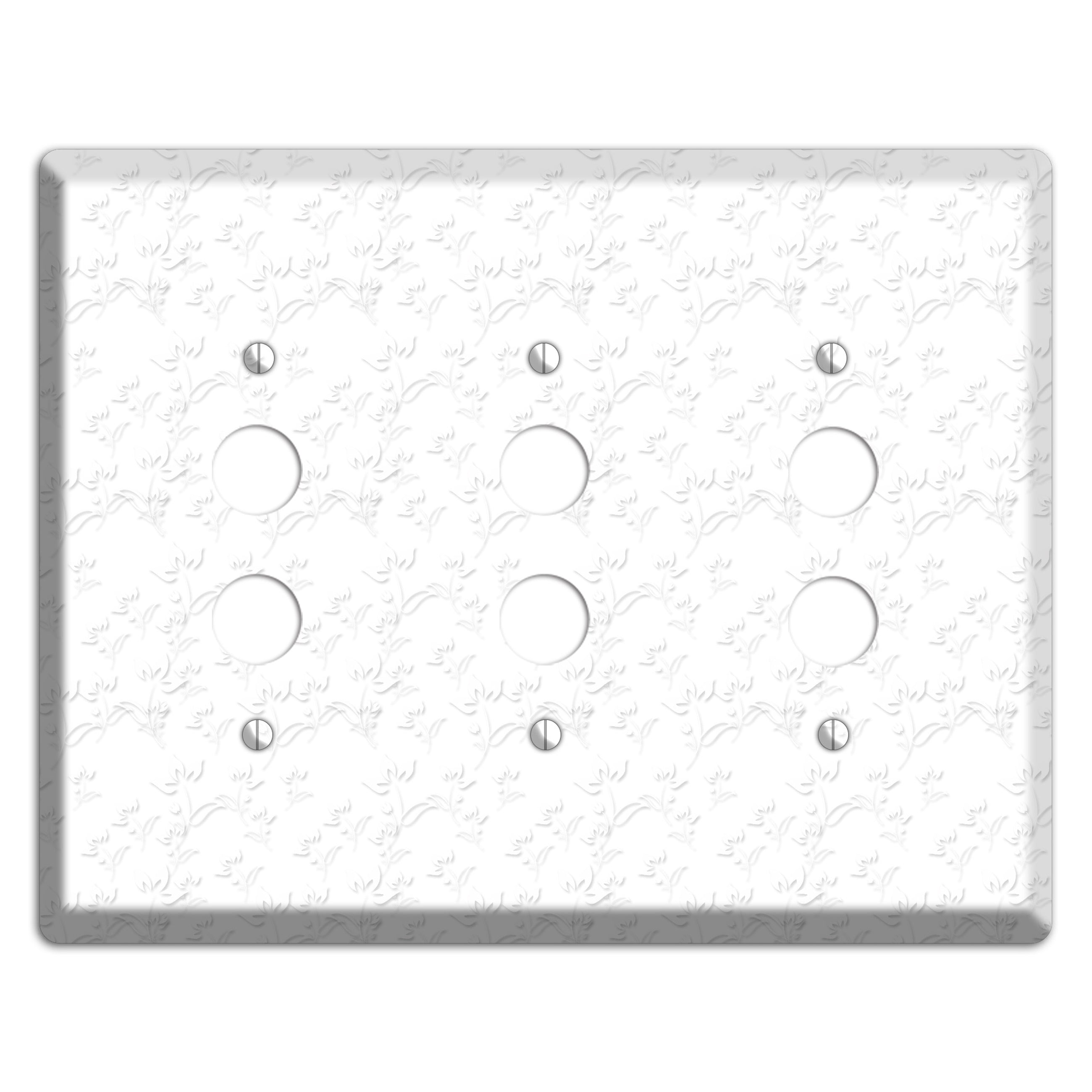 White with Grey Sprig 3 Pushbutton Wallplate