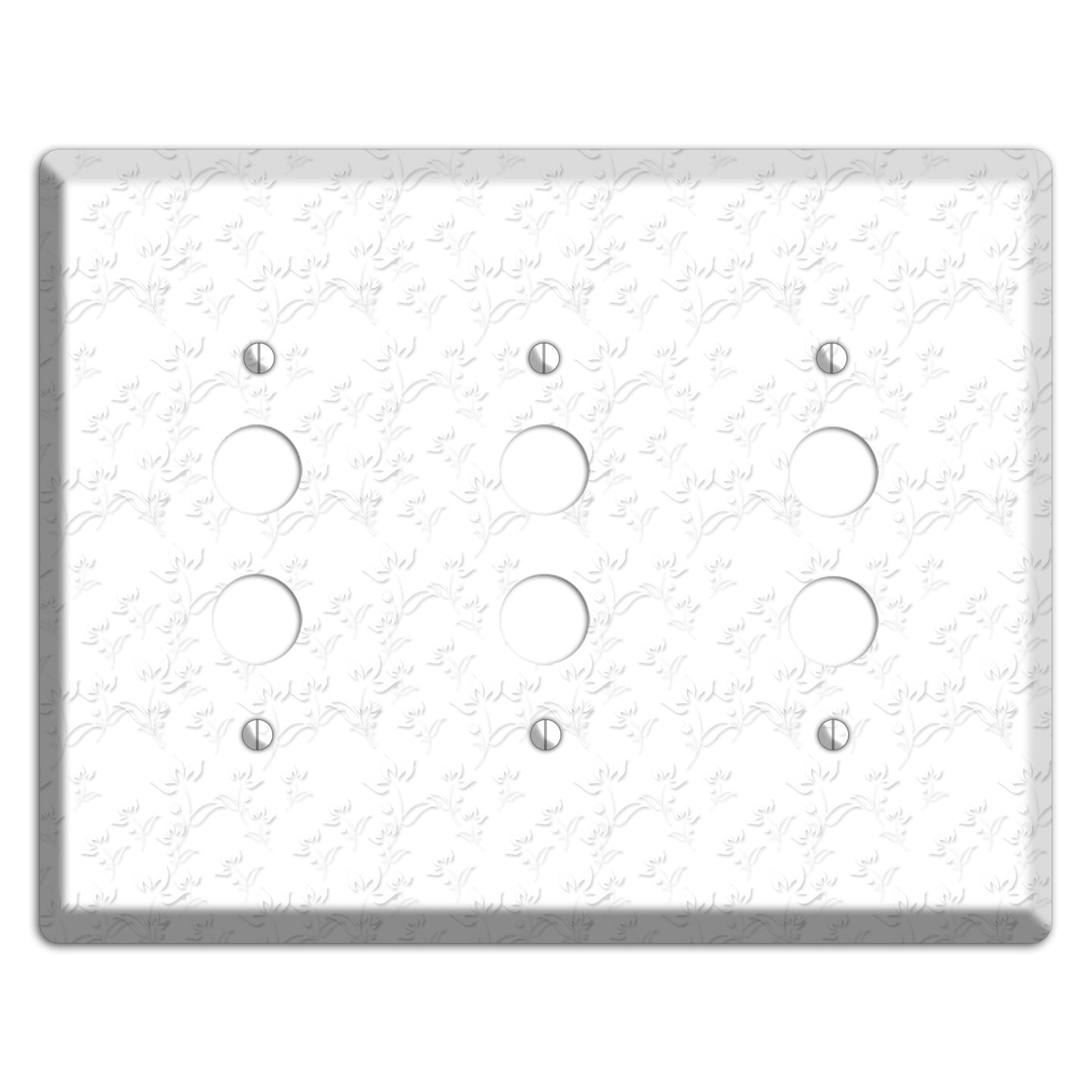 White with Grey Sprig 3 Pushbutton Wallplate