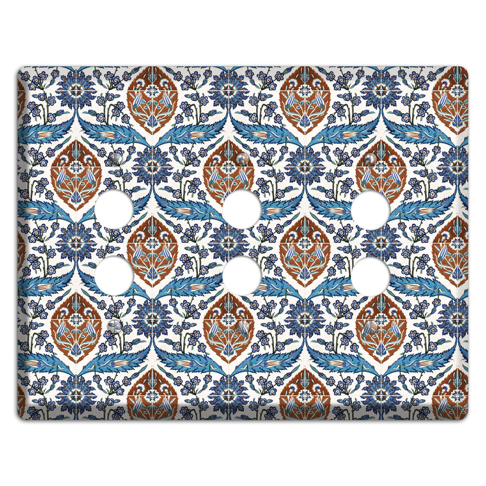 Ornate Feather Tile 3 Pushbutton Wallplate