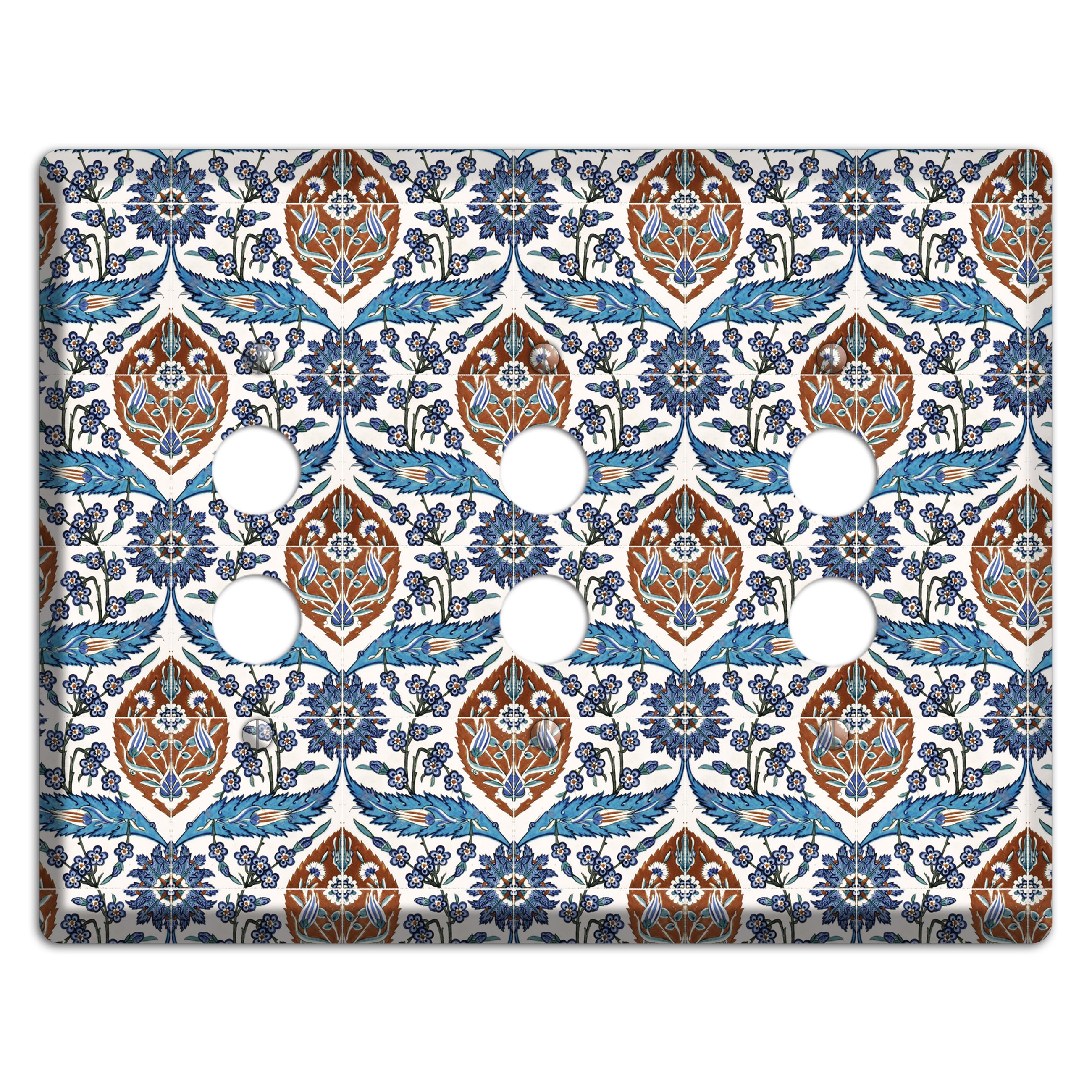 Ornate Feather Tile 3 Pushbutton Wallplate